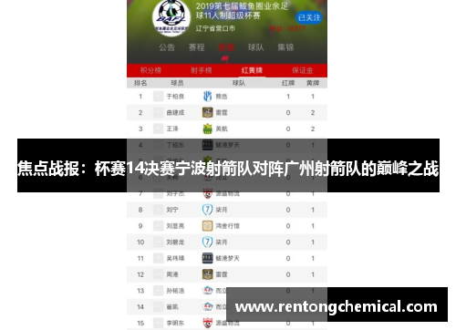 焦点战报：杯赛14决赛宁波射箭队对阵广州射箭队的巅峰之战